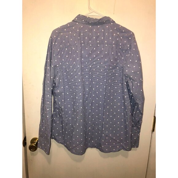 NEW Lands End Womens SZ 18 Button Front Polka Dot Long Sleeve Shirt - Picture 2 of 2